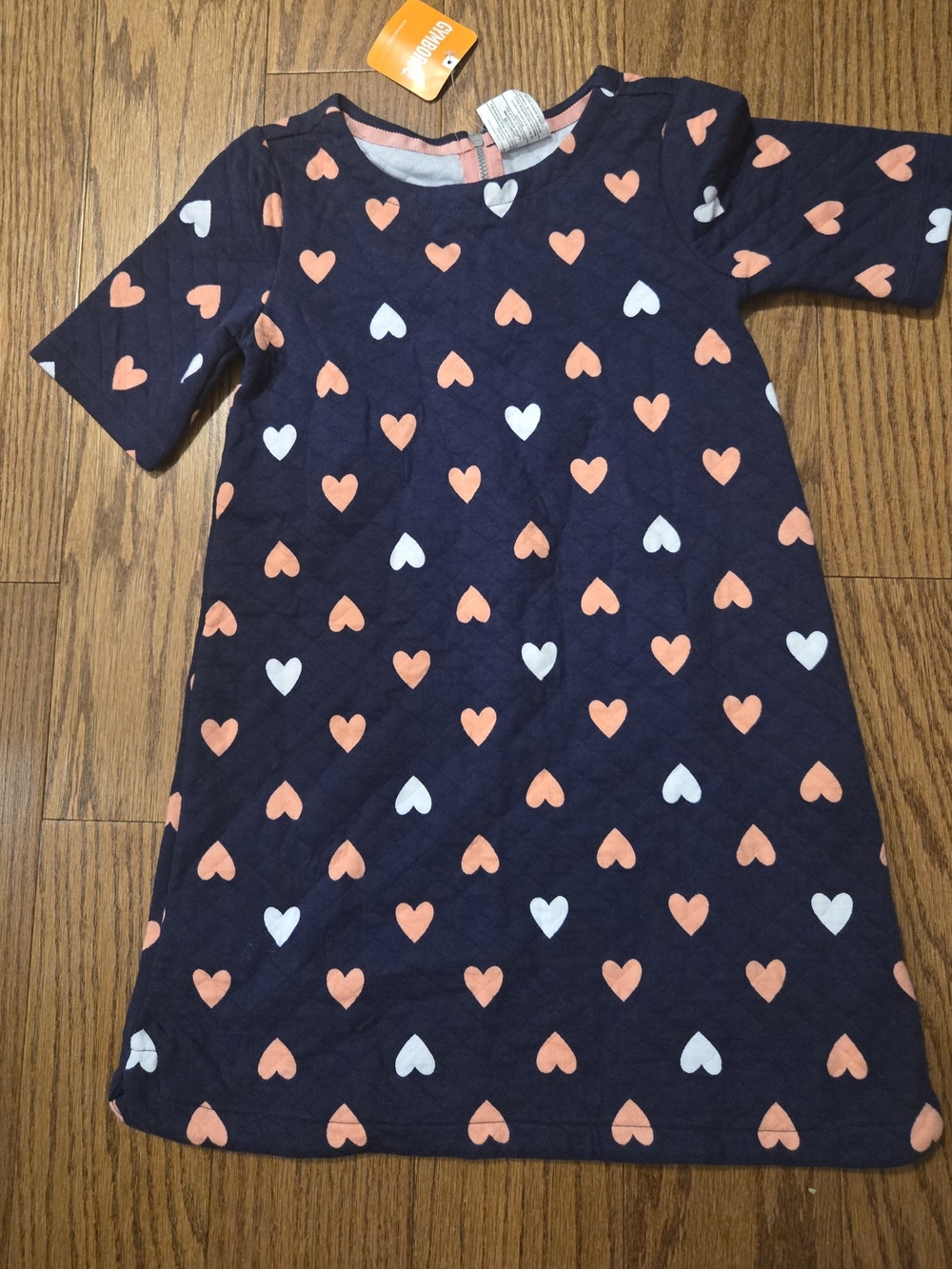 Gymboree Navy Dress with Peach and White Heart Print